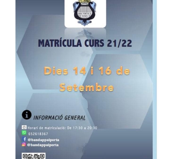 MATRICULA ABIERTA CURSO 2021/2022